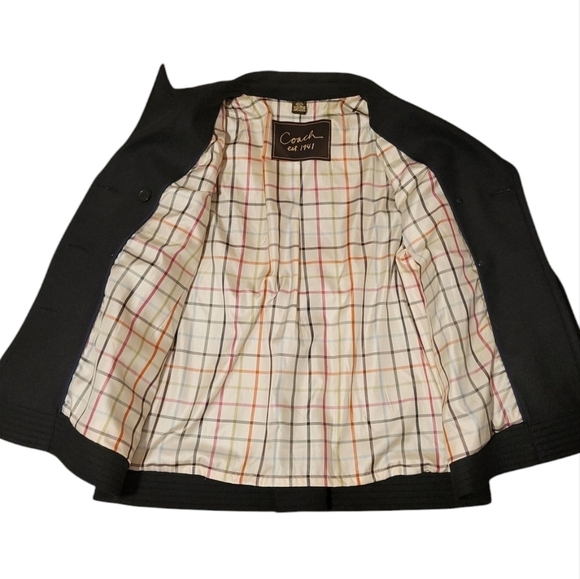 Coach 1941 Double Breasted Wool Pea Coat Women's Size 10 Black w/ Gold Buttons - Picture 11 of 12